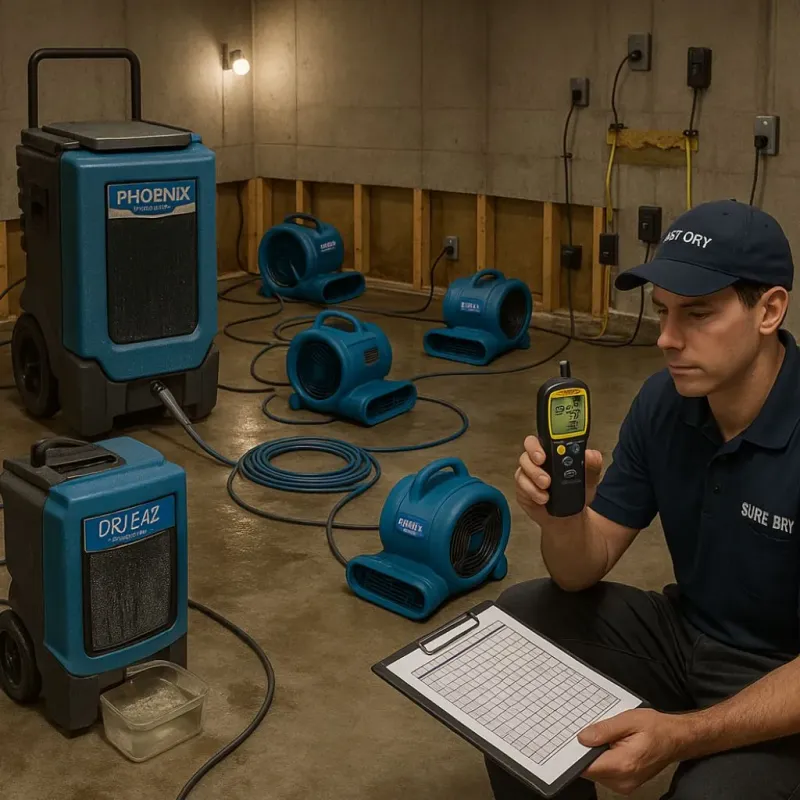 Structural Drying and Dehumidification process in Newton, NH
